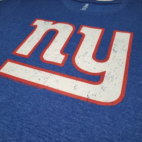 NY Giants T-Shirt Blue Heathered Logo NFL Team Apparel Mens XL Fanwear Gameday - Picture 5 of 10